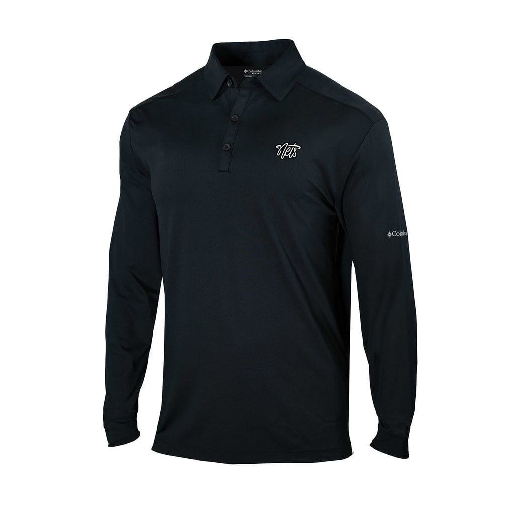 Brooklyn Nets Columbia Omni-Wick Pin High Long Sleeve Polo - Black
